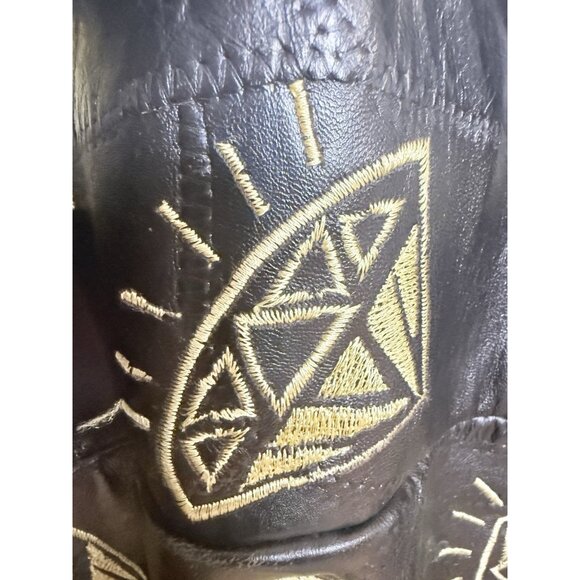 Original Modal Black Lambskin Leather Jacket Embroidered Diamonds $$ 3XL Read - Picture 3 of 13